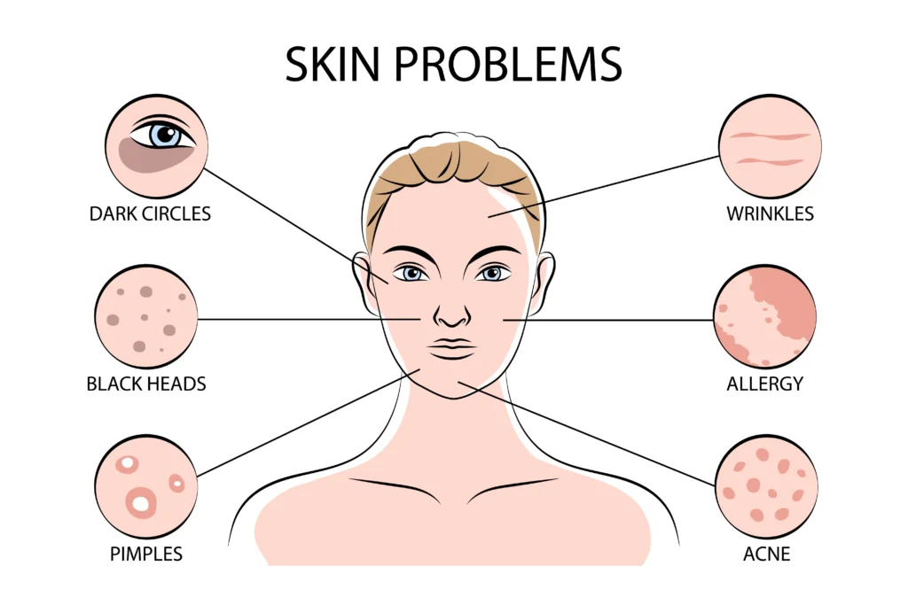 Healthcare professional examining different skin conditions, highlighting common skin disease symptoms and the importance of medical evaluation.